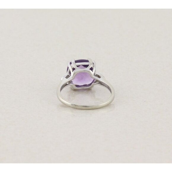 10k White Gold Natural Amethyst and Diamond Ring Size 7 - Picture 8 of 9